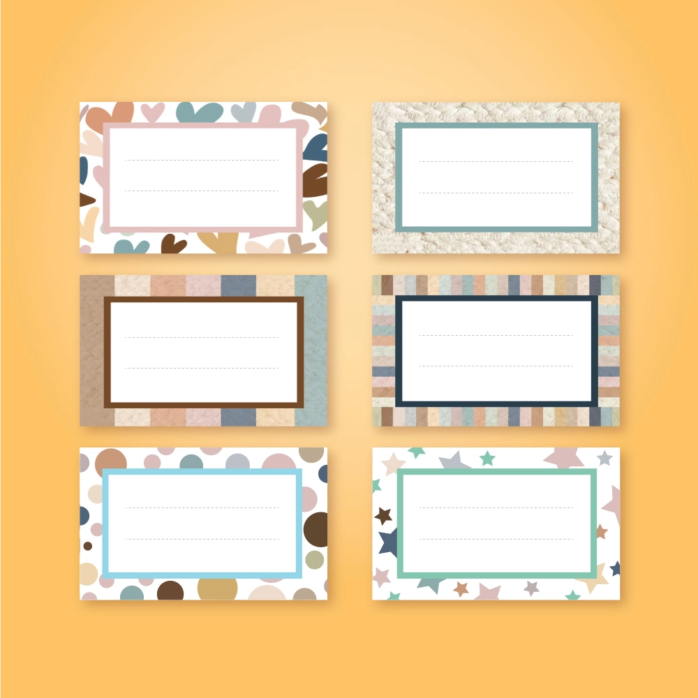  Set Of School Labels With Cool Design, Add Your Name In The Request Box