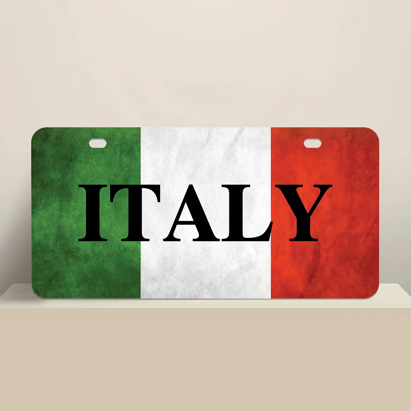 Italian Flag With Country Name License Plate