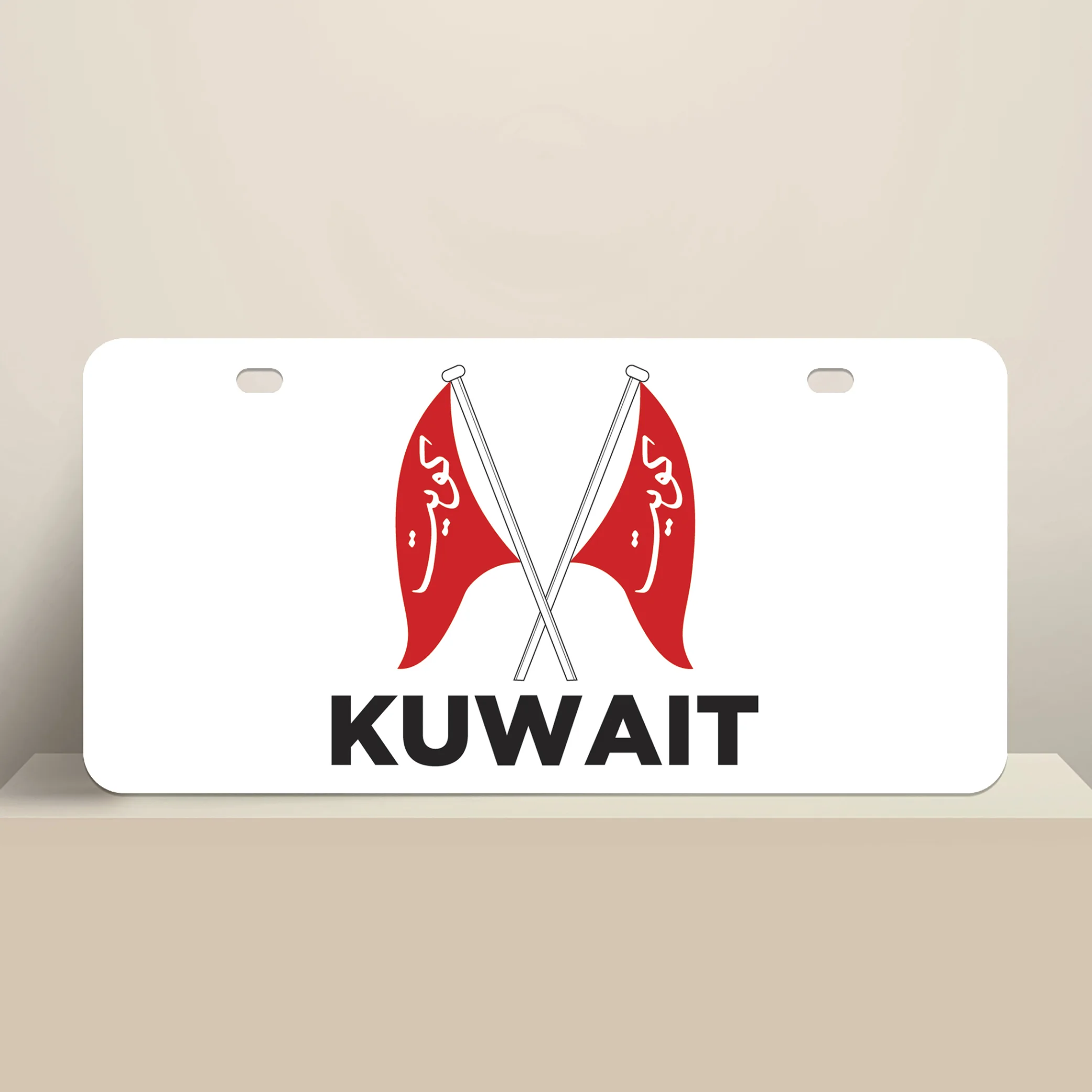 Old Red Kuwaiti Flag License Plate